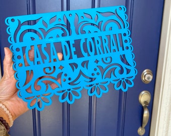 Case De Custom Papel Picado Name Sign, wood papel picado name home decor, Large papel picado name sign, Mexican home decor