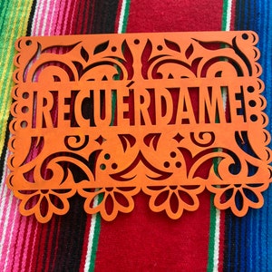 Ofrenda Papel Picado Mexican Wood Sign, wood papel picado name home decor, Large papel picado name sign, Día de muertos wood wall sign