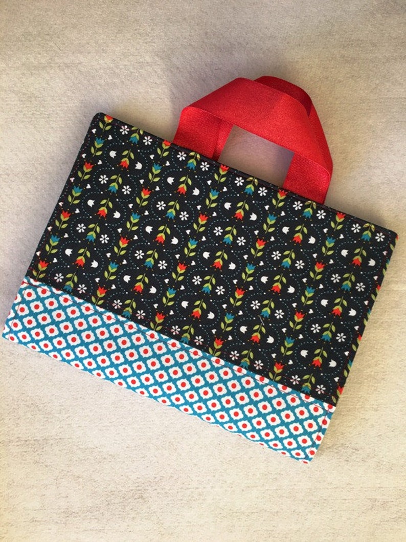 Crayon Coloring Book Portfolio-Navy Red Tulip Flower-Crayon Carrier-Coloring Book Portfolio-Monogram Name