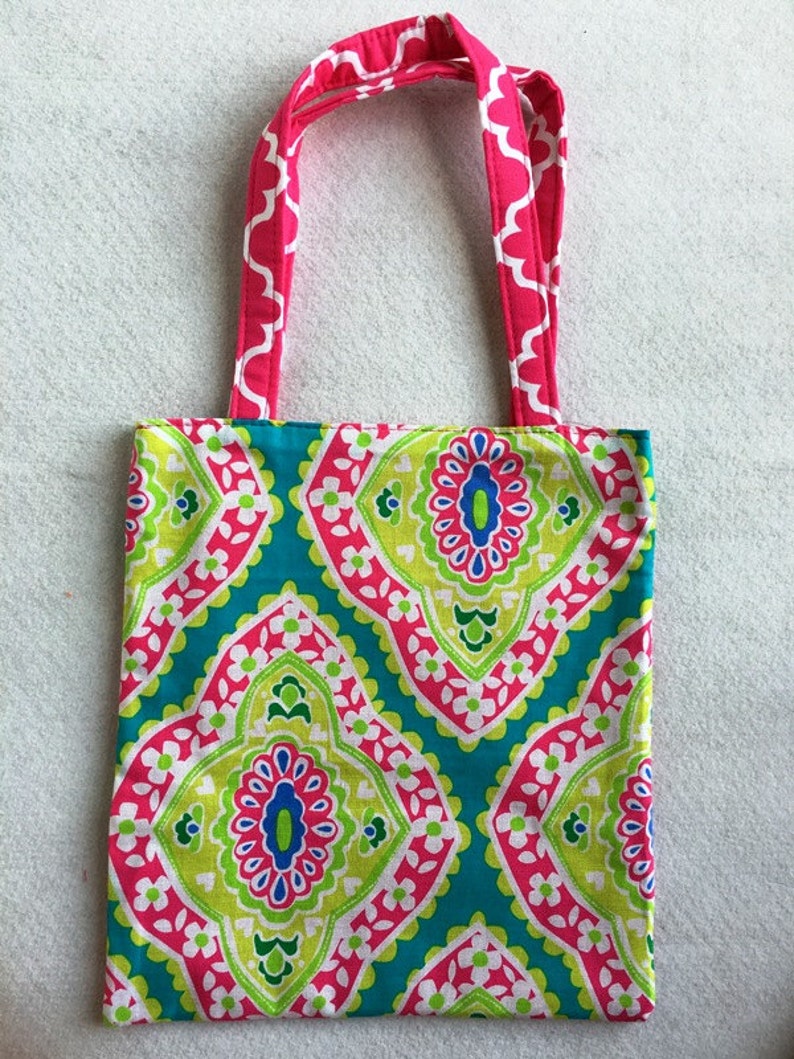 Crayon Coloring Tote Bag-Pink Aqua Moroccan-Coloring Book Tote Bag-Crayon Bag-Children Gift-Girls Tote Bag-Monogram Name-Girl Tote Bag