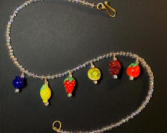Fruit Beaded Necklace with Handmade Glass Lampwork Beads