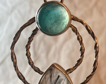 Tourmalated Quartz & Turkish Amazonite pendant