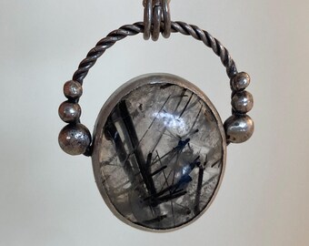 Tourmalated Quartz and Sterling Silver Pendant
