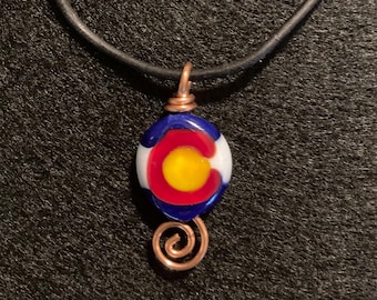 Handmade Glass Colorado Flag Pendant