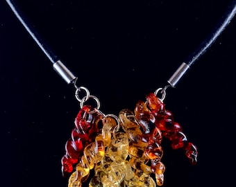 Red, Organge, and Yellow Handmade Glass Lampwork Tendril Necklace