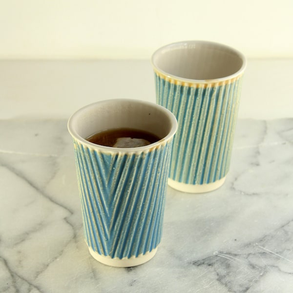 Coffee gift coffee cup in slate blue and white ceramic glaze Ceramic cup set tea cup coffee mug or a plant pot Cups in the UK mugs in the UK