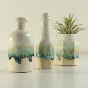 Ceramic vase gift set miniatures bud vase flower girl gift for her vintage bottle ceramic vases mini planter science bottle chemistry gift
