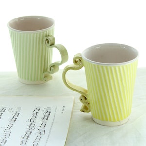 Coffee mug sets 1950s yellow kitchen decor ceramic mugs pottery tea cups birthday gifts tea mug wedding gifts teacup mugs set ceramic mug image 4