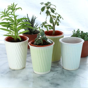 small cactus pot and succulent pot. Plant pot for small gardens and cacti. Cup planters can be used as mini succulent pots or coffee cups image 5