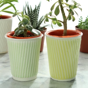 small cactus pot and succulent pot. Plant pot for small gardens and cacti. Cup planters can be used as mini succulent pots or coffee cups image 2