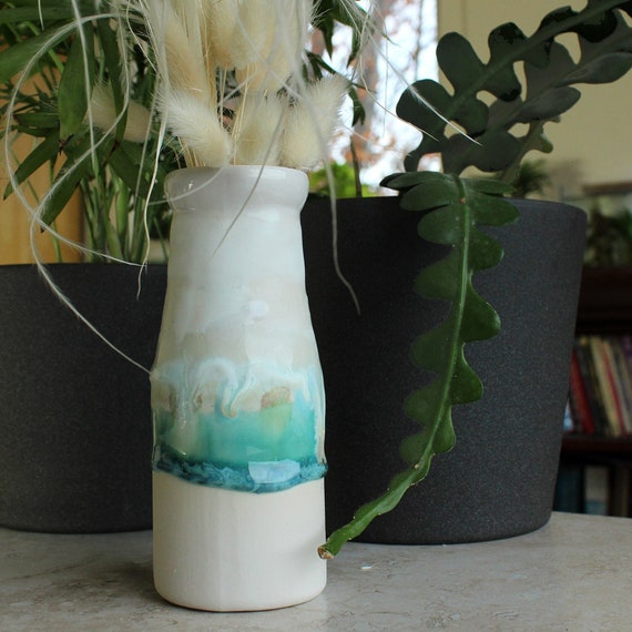 1 Ceramic Bottle. Ceramic Vase Milk Bottle Bud Vase With Etsy UK