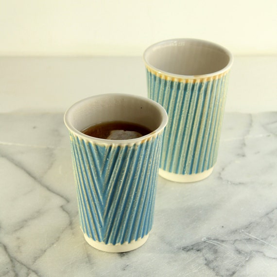 Coffee mug coffee cup in slate blue and white ceramic glaze Ceramic cup set tea cup coffee mug or a plant pot Cups in the UK mugs in the UK