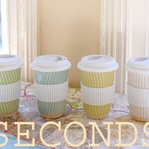 Coffee cup. Modern paper porcelain cups in taupe blue brown | Etsy