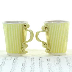 Coffee mug sets 1950s yellow kitchen decor ceramic mugs pottery tea cups birthday gifts tea mug wedding gifts teacup mugs set ceramic mug image 1
