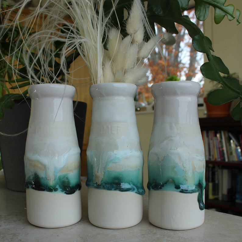 1 Ceramic Bottle. Ceramic Vase Milk Bottle Bud Vase With Etsy UK