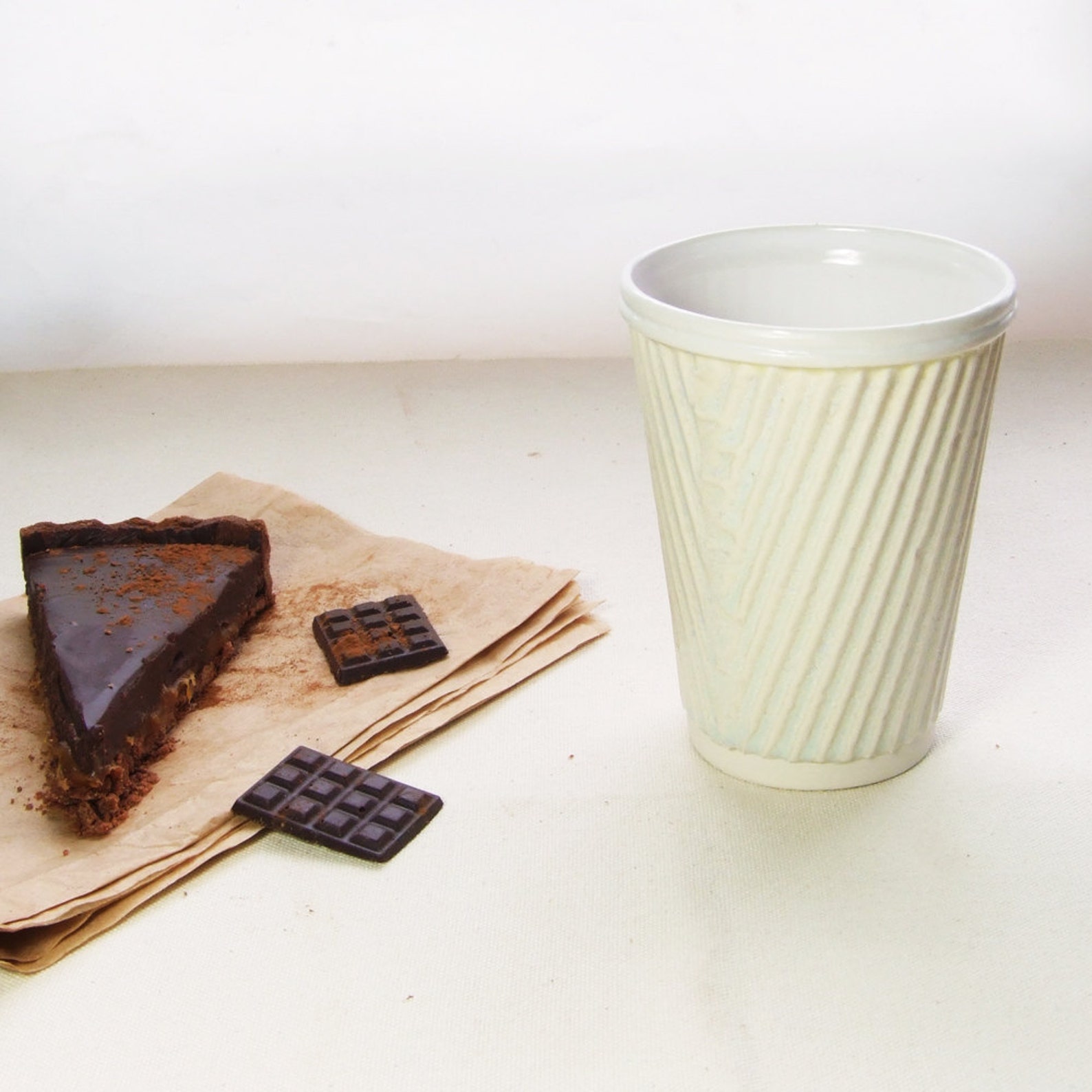 Coffee cup or ceramic travel mug. Porcelain cup in taupe and Etsy