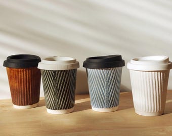 Ceramic Travel Mug with lid gift for him reusable cup eco friendly small coffee cup with lid ecomug commuter mug teacup ceramic cup with lid