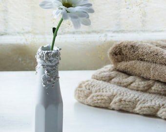 Mini Vase. Ketchup bottle ceramic vase from the Truffle range of flower vases. Slip cast ceramic design with porcelain ceramic texture.