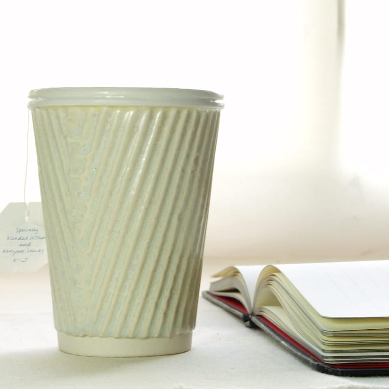 Coffee cup or ceramic travel mug. Porcelain cup in taupe and Etsy