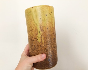 Vintage Hand-Thrown Pottery Vase | Utensil Holder | 8"