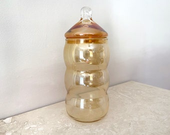 Vintage Iridescent Orange Glass Canister