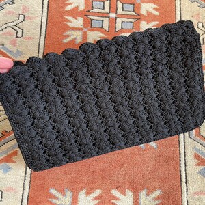 Oversized Vintage Black Corde Crochet Clutch
