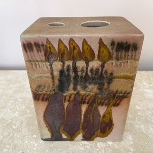 Midcentury Lisa Larson Pottery Vase with Rectangular Shape