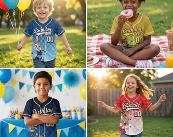 Aangepaste Zootopia verjaardag honkbaljersey kinderen, gepersonaliseerde naamnummer feestvarken, dierenpolitie bijpassende familieshirt