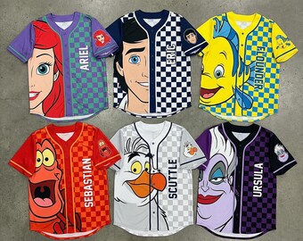 Arielle Meerjungfrau Baseball Jersey Kinder – Ariel Flounder Sebastian Shirt, Disney Prinzessinnen Outfit, Kleinkind Kinder Jersey, Meerjungfrau Geburtstagsgeschenk