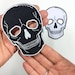 Skull Patch - Black or White Skull - Iron-on Badge - Tattoo Embroidery - See through Eyes Skull - Size 3.75' x 2.75'(P061) 