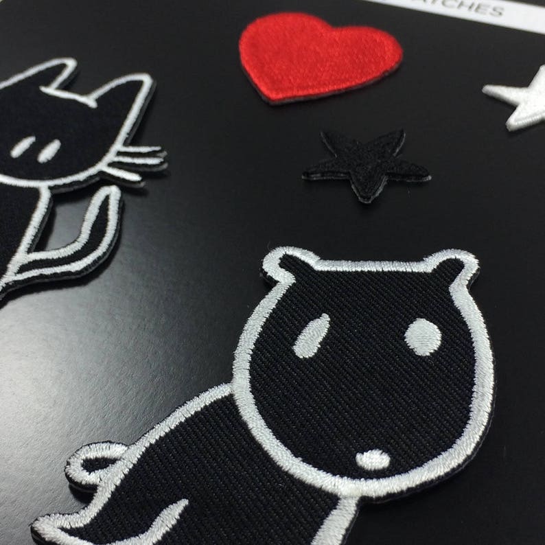 Set of 5 Patches for jacket KIT046 - I Love Cats /& Dogs Iron on patches -