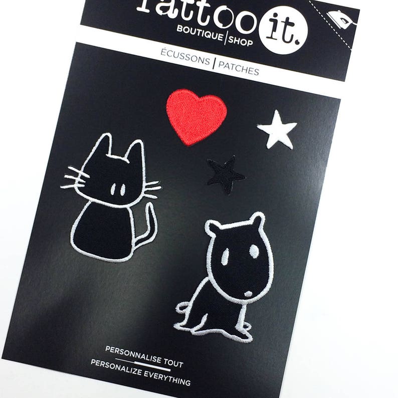 Set of 5 Patches for jacket KIT046 - I Love Cats /& Dogs Iron on patches -