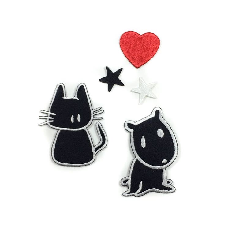 Set of 5 Patches for jacket KIT046 - I Love Cats /& Dogs Iron on patches -