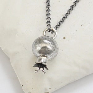 Handmade Pomegranate Necklace of sterling silver with sterling silver chain adjustable. image 5