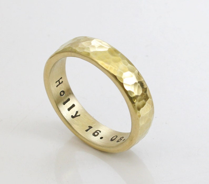 Men/'s Ring Promise Ring Personalized Gold Ring Gold Hammered Ring Bronze Handmade Band Wedding Engagement Custom Inside