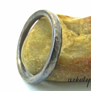 Oxidized Sterling Silver Ring - Handmade black Band for Women and Men - Wedding / Promise Ring - Best Gift