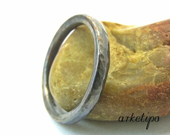 Oxidierter Sterling Silber Ring - Handgemachtes schwarzes Band für Frauen und Männer - Hochzeit / Versprechen Ring - Bestes Geschenk