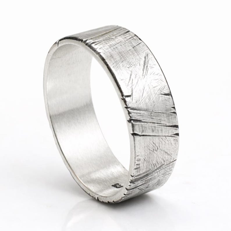 Wide Silver Band - Ring For Men and Women - Custom Engraving Inside- Hammered - Handmade - Men's Band - Wedding/ Engagement Ring - Oxidized image 4
