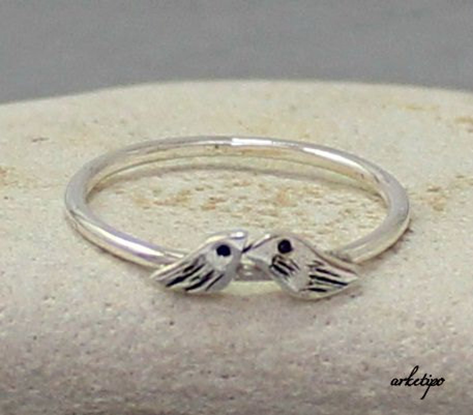 Love Birds Ring of sterling silver...Stack ring... Stacking Etsy