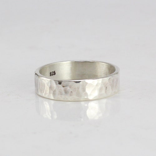 Perfect Hammered Bandshis and Hers Silver Wedding - Etsy