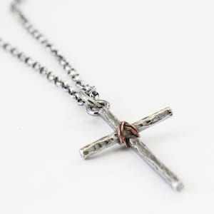 Christian Cross Necklace - Made of Sterling Silver - Black cord or Sterling Silver Chain - Handmade - For Women and Men