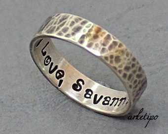 Personalized Handmade Ring of sterling silver (choose your words). Wedding Band.. Men's / Women's ring