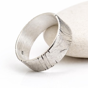 Wide Silver Band - Ring For Men and Women - Custom Engraving Inside- Hammered - Handmade - Men's Band - Wedding/ Engagement Ring - Oxidized image 3