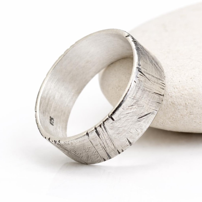 Wide Silver Band - Ring For Men and Women - Custom Engraving Inside- Hammered - Handmade - Men's Band - Wedding/ Engagement Ring - Oxidized image 3