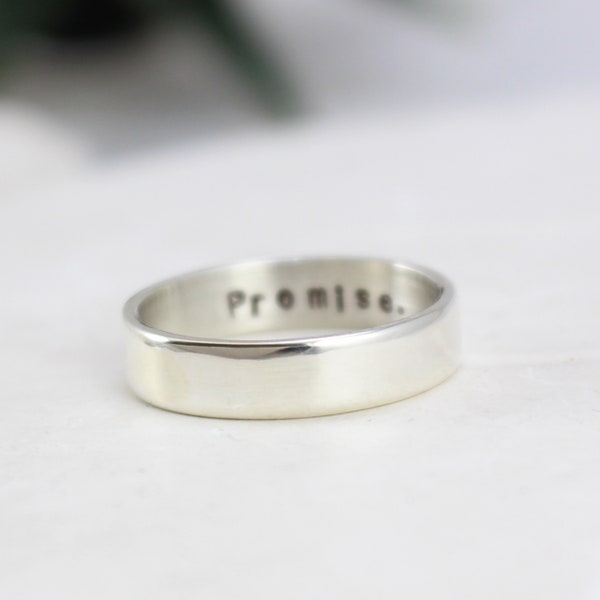 Personalisierter Silberring, personalisierte Gravur, gehämmert oder glatt, Geschenk für Männer, für Frauen, Band für Paare, Ehering, Verlobungsband