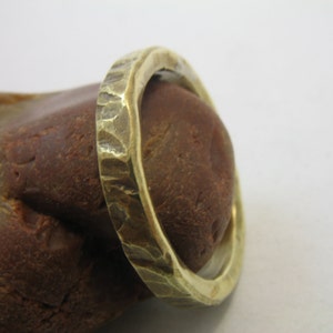 Gold Hammered Ring Men's Band Handmade Band Wedding Ring Custom Inside with date/ words Oxidized Rustic Ring Ring for men image 2