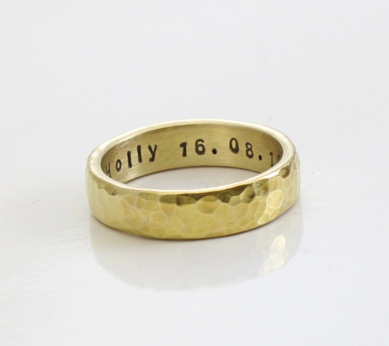 Men/'s Ring Promise Ring Personalized Gold Ring Gold Hammered Ring Bronze Handmade Band Wedding Engagement Custom Inside