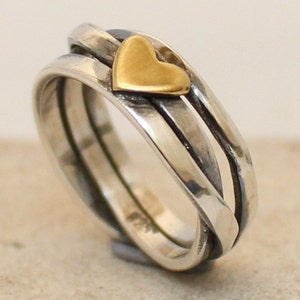 Sterling Silver Ring with heart. Anniversary Gift Ring..  Love Ring..