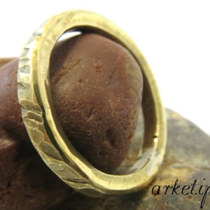 Gold Hammered Ring Men's Band Handmade Band Wedding Ring Custom Inside with date/ words Oxidized Rustic Ring Ring for men image 1