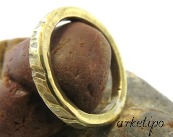 Gold Hammered Ring - Men's Band - Handmade Band - Wedding Ring - Custom Inside with date/ words - Oxidized - Rustic Ring- Ring for men